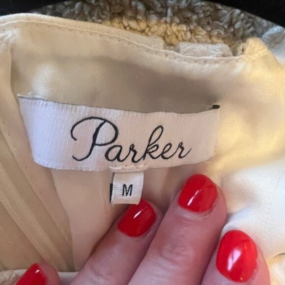 Parker Briana Sleeveless Overlay Romper in Pearl - Size Medium - Picture 5 of 7